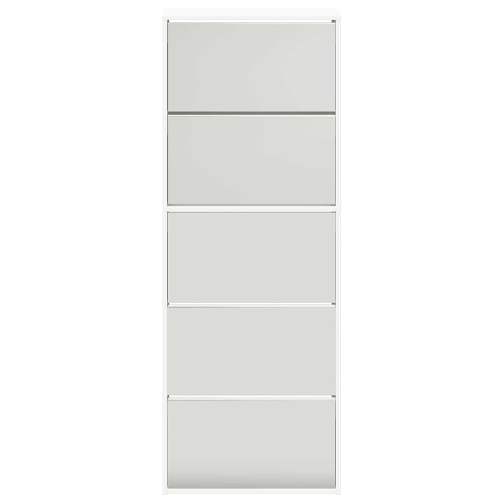 Scarpiera a 5 cassetti con specchio bianco, 63 x 17 x 169,5 cm