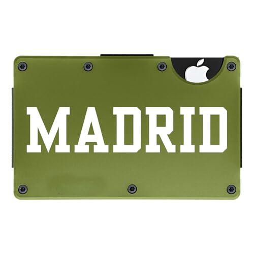 State & City Wallet – Minimalist Slim RFID Blocking Wallet for Men & Travelers – Money Clip Card Holder – Great for Graduates, College Students, and Sports Fans (Madrid, Army Green)
