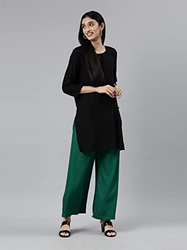 Image of GO COLORS Soft Viscose Basic Palazzo Full Length for Women| Breathable, Mid Rise, Relaxed Fit