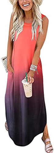 ANRABESS Women's Sleeveless Summer Loose Maxi Dresses Casual Long Dresses with Pockets A19juheijianbian-M