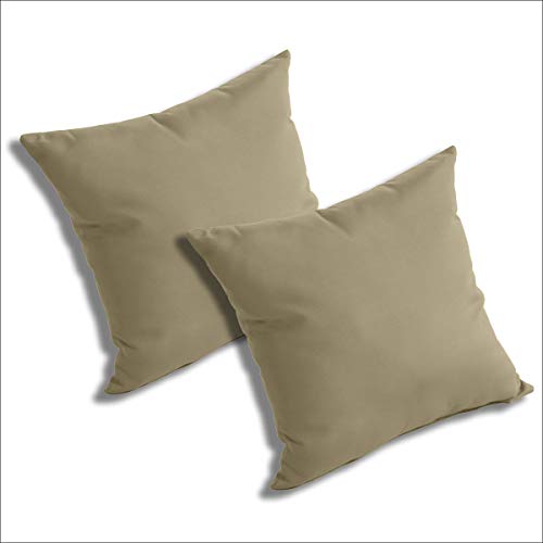 Comfort Classics Set of 2 Sunbrella Outdoor/Indoor Throw Pillows Inc. (Antique Beige)