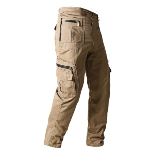 Solid Color Casual Simple Zipper Pocket Stitching Outdoor Men's Work Pants
