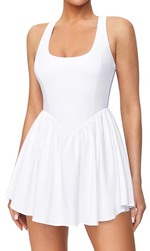 Image of Tennis Dress with Built-in Shorts and Bra, Athletic Workout Dress for Women