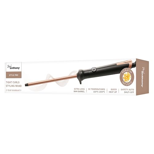 Paul Anthony 'Stylepro' 9Mm Tight Curls Chop-Stick Styler With Keratin, 5X Temperatures, Quick Heat Up, 60 Minutes Safety Cut Out - H2115