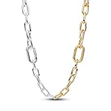 PANDORA ME 364343C00-45 - Collar bicolor de plata de ley con aleación de metal chapado en oro de 14 quilates, compatible con el colgante ME, tamaño: 45 cm