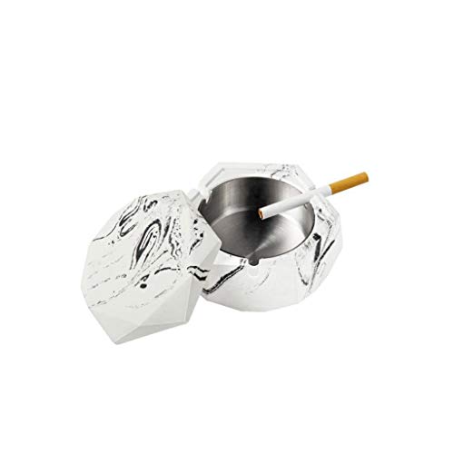 TWDYC Cenicero con Tapa de Acero Inoxidable y de la guarnición, geométrica Cemento cenicero Estante for Uso Interior o Exterior