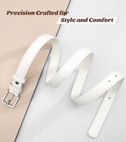 maikun Womens Skinny Leather Belt, Solid Color Pin Buckle, PU Leather Classic Waist Belt for Ladies3
