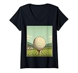 Photo Gallery donna retro vintage golf cartoon scene, tee, driver, golf gift maglietta con collo a v Photo Gallery donna retro vintage golf cartoon scene, tee, driver, golf gift maglietta con collo a v