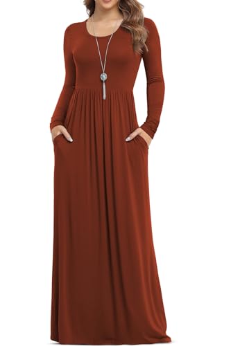 Image of VIISHOW Women's Long Sleeve Loose Plain Maxi Dresses Casual Long Dresses with Pockets
