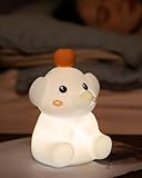 Emmanoth LED Night Light, Cute Squishy Elephant Lamp, Silicone Rechargeable Dimmable Nightlight for Nursery and Bedrooms, Elephant Gift for Women (White-Blue)