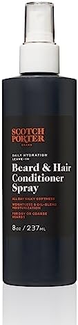 Scotch Porter Leave-in Conditioner Spray: Men's Daily Hydration Leave-In Beard & Hair Conditioner Spray Coconut, Avocado, & More | 8oz Bottle with Pump Spray