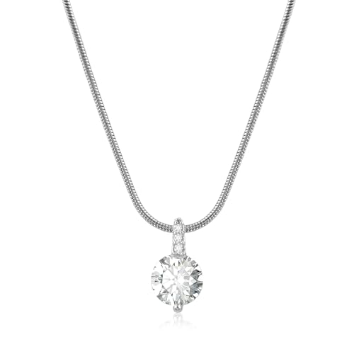 Image of Weviway Silver Plated Dainty Pendant Necklaces for Women, Cubic Zirconia Crystal Chain Necklace, Diamond Jewellery Birthday Gift for Her