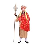 Halloween Adult Journey to the West Master and Apentice Four-Person Monkey King Performance Costume suit(D,S-150cm)