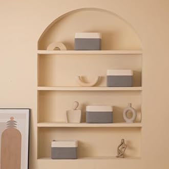 SIXDOVE 4 Pack Shelf Baskets for Organizing Home - Perfect for Toys, Books, and Clothes, Versatile Woven Storage Baskets with Handles, Durable Cube Storage Bins, 13''L x9''W x7.8''H, Grey and White