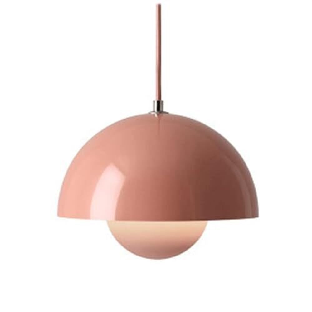 Lámpara de techo E27 rosa estilo americano con pantalla de metal para decoración de dormitorio