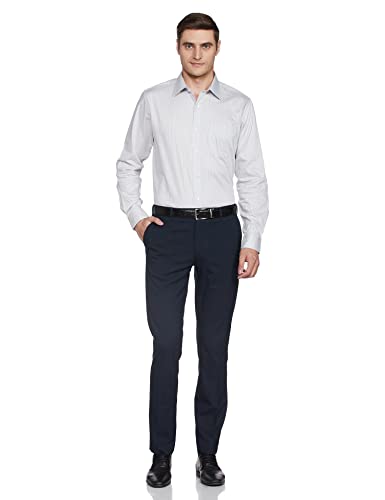 Image of Park Avenue Men's Polyester Blend Structure Pattern Smart Fit Flat Front Formal Trouser