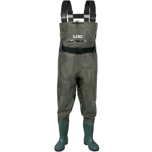 LHG Fishing Waders Waterproof Bootfoot Chest Waders 2-Ply 420D Nylon/PVC Duck Hunting Wader for Men Women