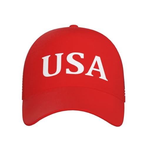 Image of USA Flag Baseball Cap American Patriotic Trucker Hat Father Dad Mother Mom Adjustable Sportswear Hat for Men Women Adults