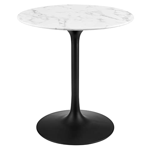 Image of Modway Lippa Mid-Century Modern 28 inch Round Artificial Marble Dining Table in Black White