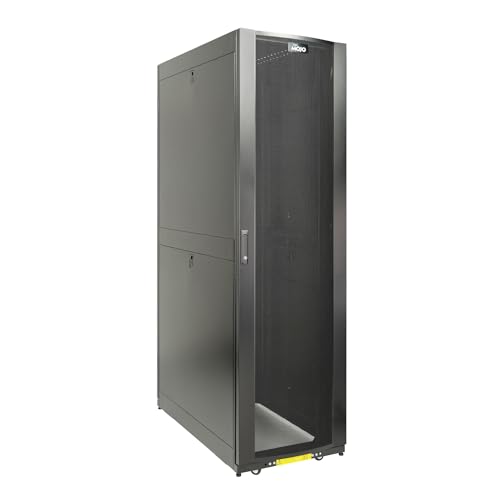 Image of Tecmojo 45U Server Rack Cabinet - PRE-Assembled 24inch Width 48inch Depth IT Network Equipment Cabinet Rack Enclosure with Casters - 3000lbs Weight Capacity(06Black)