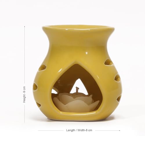 Image of Pure Source India Ceramic Aroma Burner (Set of 1, Yellow)