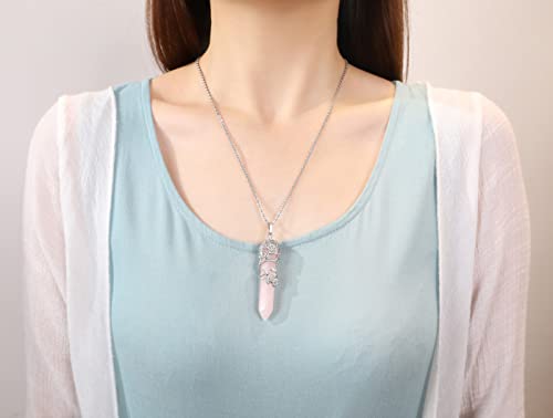 XIANNVXI Rose Quartz Necklace Crystal Necklaces for Women Rose Quartz Pendant Pink Necklace for Women Jewellery - Image 4