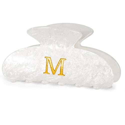 Image of Hair Clips for Women | Monogram Hair Claw Hair Accessory | Personalized Gifts for Women Teen Girl Trendy Stuff | Cute Hair Claws | Gifts for Girls Her Mom Bridesmaid Wife - White,M