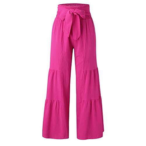 Pantalon palazzo grande taille léger imprimé fleurs d'été - 4