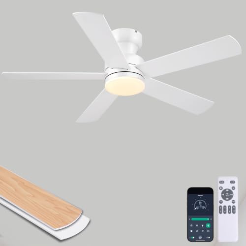 GJeg Ceiling Fans with Lights,48" Low Profile Ceiling Fan（White