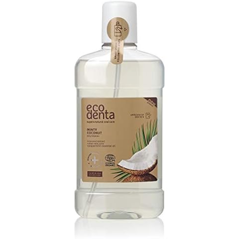 Ecodenta Fluoride Free Mouthwash Alcohol Free - Certified Organic Minty Coconut Mouth Wash for Bad Breath 500ml Cover