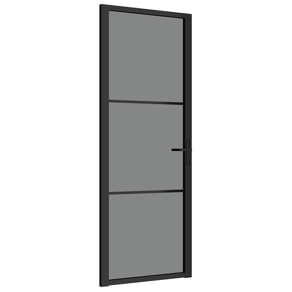 vidaXL Porte Intérieure Porte Vitrée Porte à Panneaux Chambre à Coucher Salle de Bain Maison 76x201,5 cm Noir Verre ESG et Aluminium