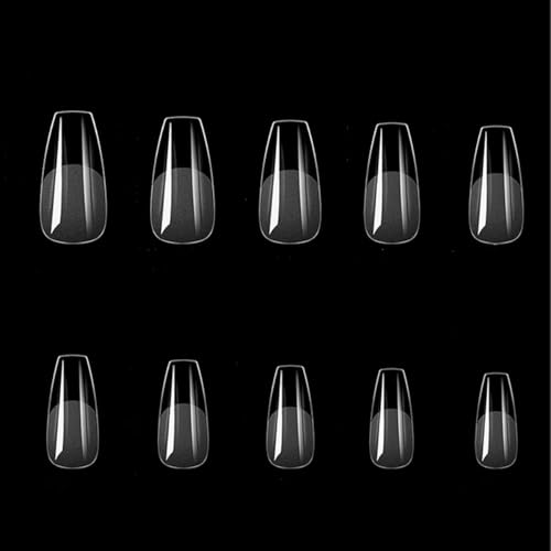 100Pcs Soft Gel Nail Tips,Full or Half Cover Glossy Matte Pre-Shaped Nail Extensions for Home DIY & Salon Use - 10 Sizes,Short Coffin-Half Matte