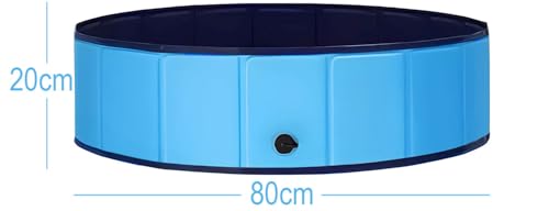 MERSJO Hundepool Dexter, 80x20 cm, Faltbarer Pool für Hunde und Tiere, 100L Fassungsvermögen, Rutschfester Boden, Blau