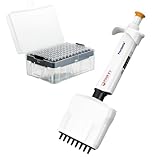 4E's USA Multi-Channel Adjustble Volume Pipette with 10ul Pipette Filter Tips, 8-Channel Micropipettes, 0.5-10ul