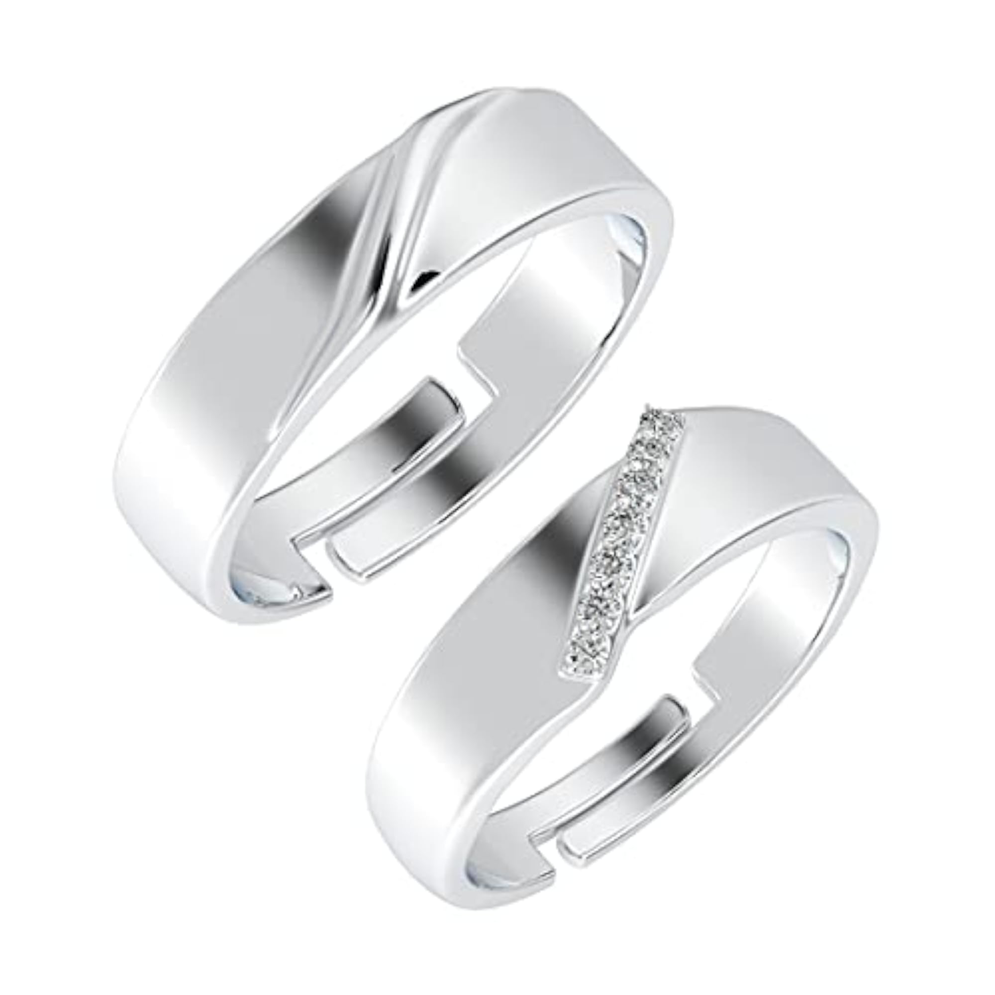 Couple's Adjustable Promise Band, 925 Sterling Silver