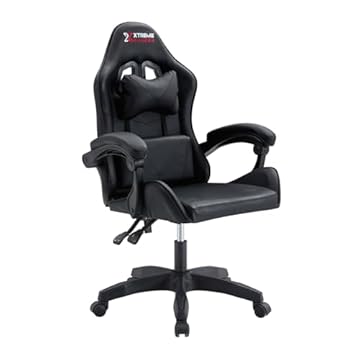Xtreme Gamers, Cadeira Cinesis Giratória Reclinável Altura Ajustável Preta