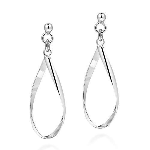 Handcrafted Open Teardrop Twist .925 Sterling Silver Post Dangle Earrings