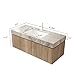 YSJZYBF 48 Inch Floating Bathroom Vanity with Sink, Wall-Mounted Bathroom Vanity with Drawer and 2 Doors, Light Gray Sintered Stone Countertop and Ceramic Basin, Pre-Assembled, White Oak Woodgrain