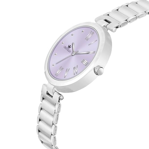 Image of CRESTELLO Stainless Steel Chain Analog Wrist Watch for Women (Silver /Pink /Purple /Green Dial) | CR-DZL141