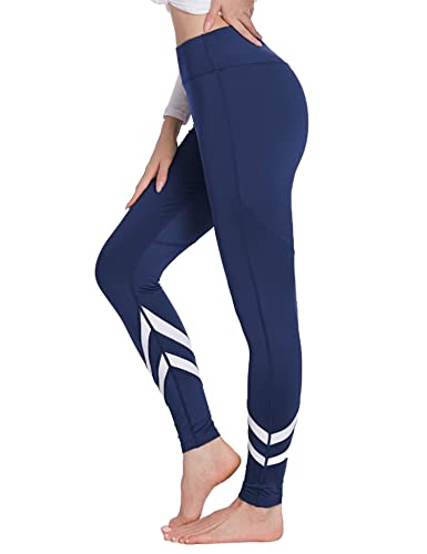HOTLOOX Sporthose Damen Lang Sport Leggings High Waist Jogginghose Push Up Sporthose Yogahose Trainingshose Track Pant Blau M Cover