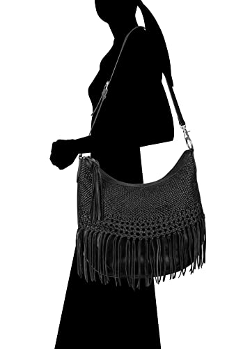 Frye Melissa Woven Large Scooped Hobo, Black #TOP3