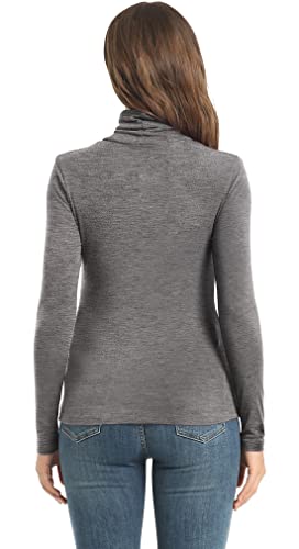 Image of Women's Casual Long Sleeve Turtleneck Tops Slim Fitted Lightweight Base Layer Shirts
