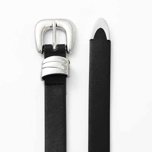 Black Belt for Women Sleek Silver Buckle Minimalist Strap for Trousers Classic Black Women’s Belt for Jeans3