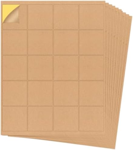 Amazon.com : 20 Sheets 2"x2" Kraft Printable Sticker Labels 400 Pieces ...