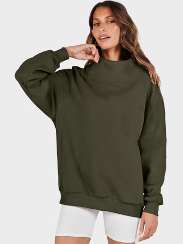Image of ANRABESS Womens Oversized Sweatshirts Mock Neck Pullover