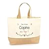 Sac Cabas de Plage Personnalisable | Toile de Jute Coton Courses Idée Cadeau Famille Copine Amie Collègue Travail (Au Top) #1