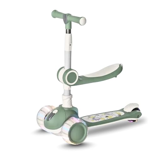 Image of Premium Kids Skate Cycle Scooter | 3 Wheel Foldable Toddler Scooter |4-Level Adjustable Handlebar Height | PU Flashing LED Wheels | Kids Scooter for Boys & Girls Ages 3-12 (KS-267 Sage Green)
