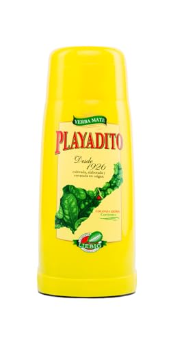 Playadito Termo para Yerba Mate, Color Amarillo, con Taza, Estilo Clásico Desde 1926, Colonia Liebig Corrientes