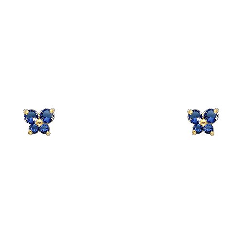 14k REAL Yellow Gold Butterfly Stud Earrings with Screw Back- 12 Different Color Available2