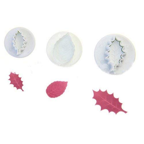 6-Piece Fondant Holly Leaf Rose Leaf Plunger Cake Cutter Sugarcraft Cake Decorating (Leaves) #TOP3